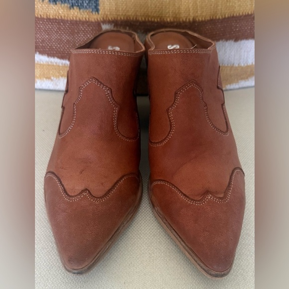 Silent D Mopat Mule Heels 39 US 8.5 Honey Brown Leather Western Anthropologie - Picture 4 of 11